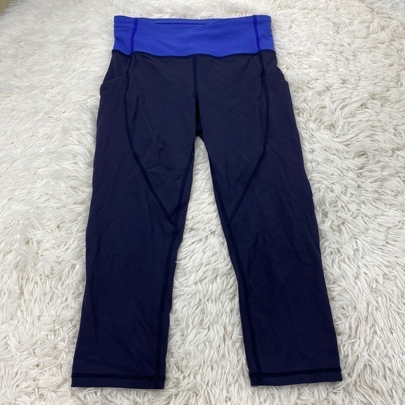 Lululemon Quick Feet Crop 19" Midnight Navy / Moroccan Blue - Picture 1 of 13
